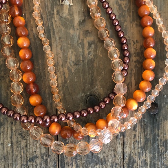 Rustic Orange Layered Beaded Necklace Forever21 - Picture 2 of 5